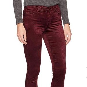 7 for all mankind maroon velvet skinny jeans
